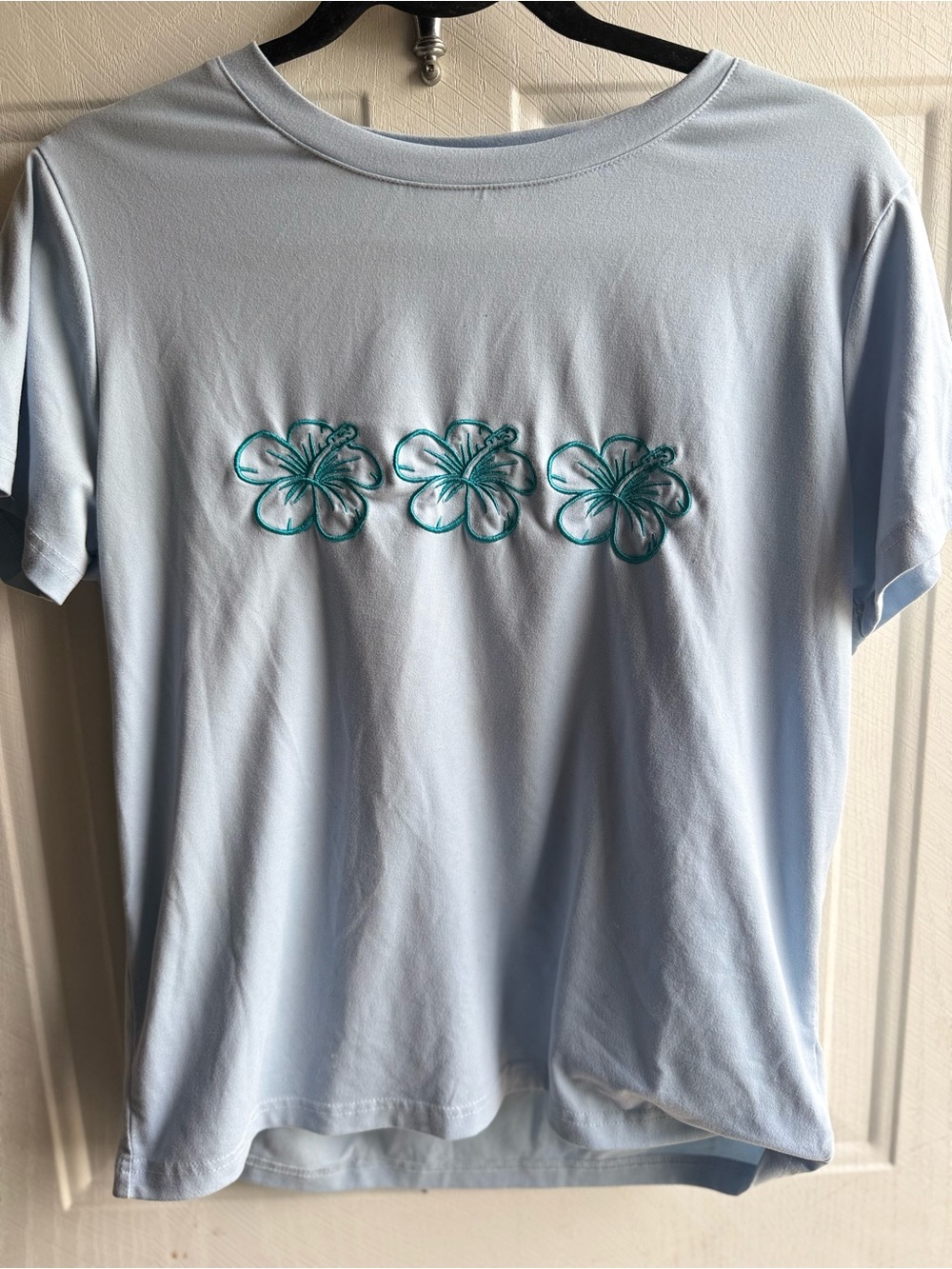 SHEIN Light Blue Tee with Black Brand Tag
